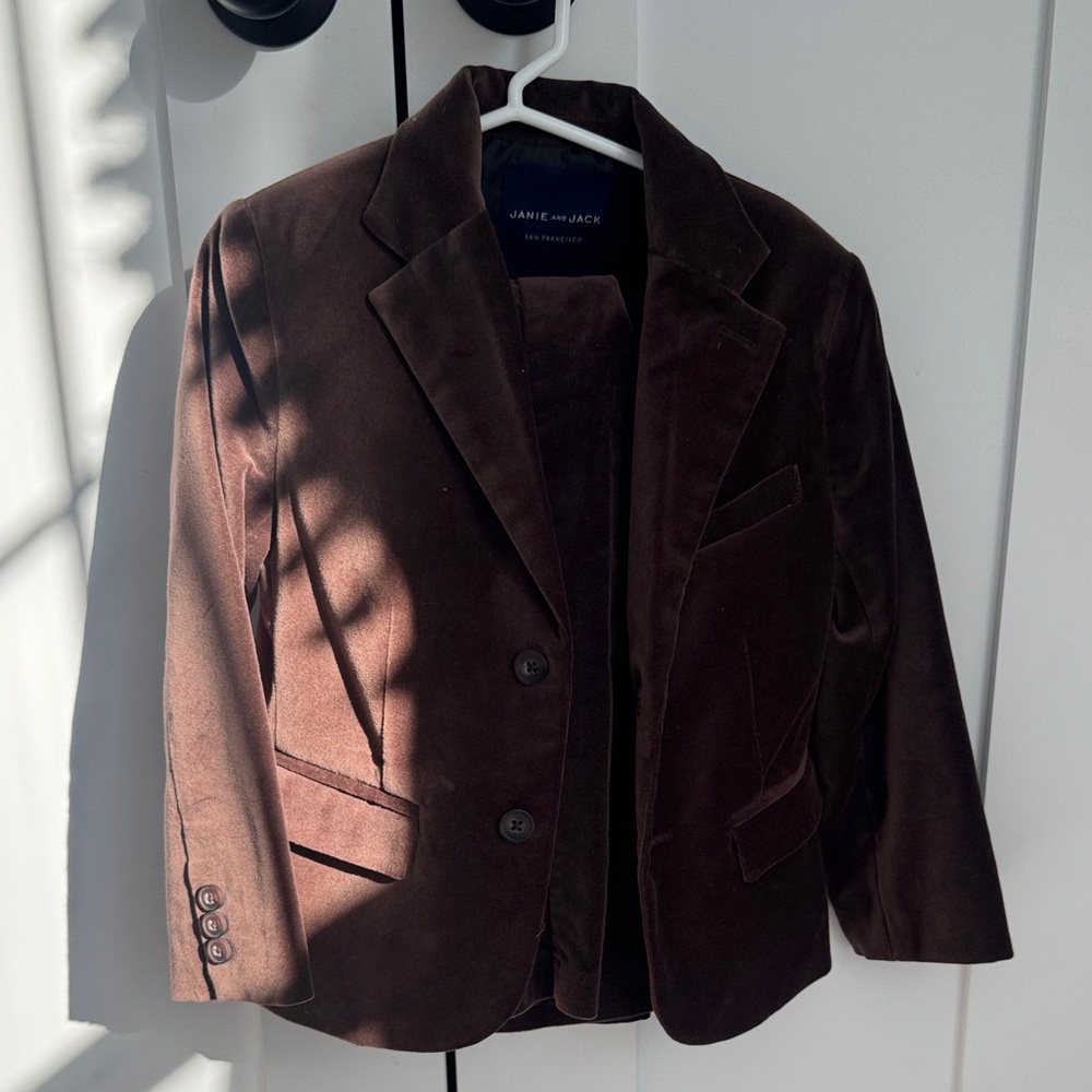 🤎Janie and Jack Chocolate Velvet Blazer and Pants